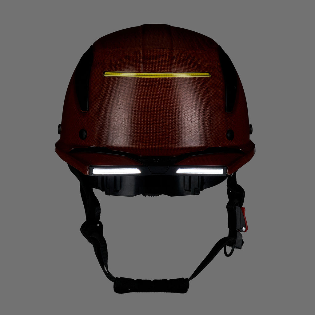 EVOLVE Brown Fiberglass Standard Brim Helmet with Integrated Lights
