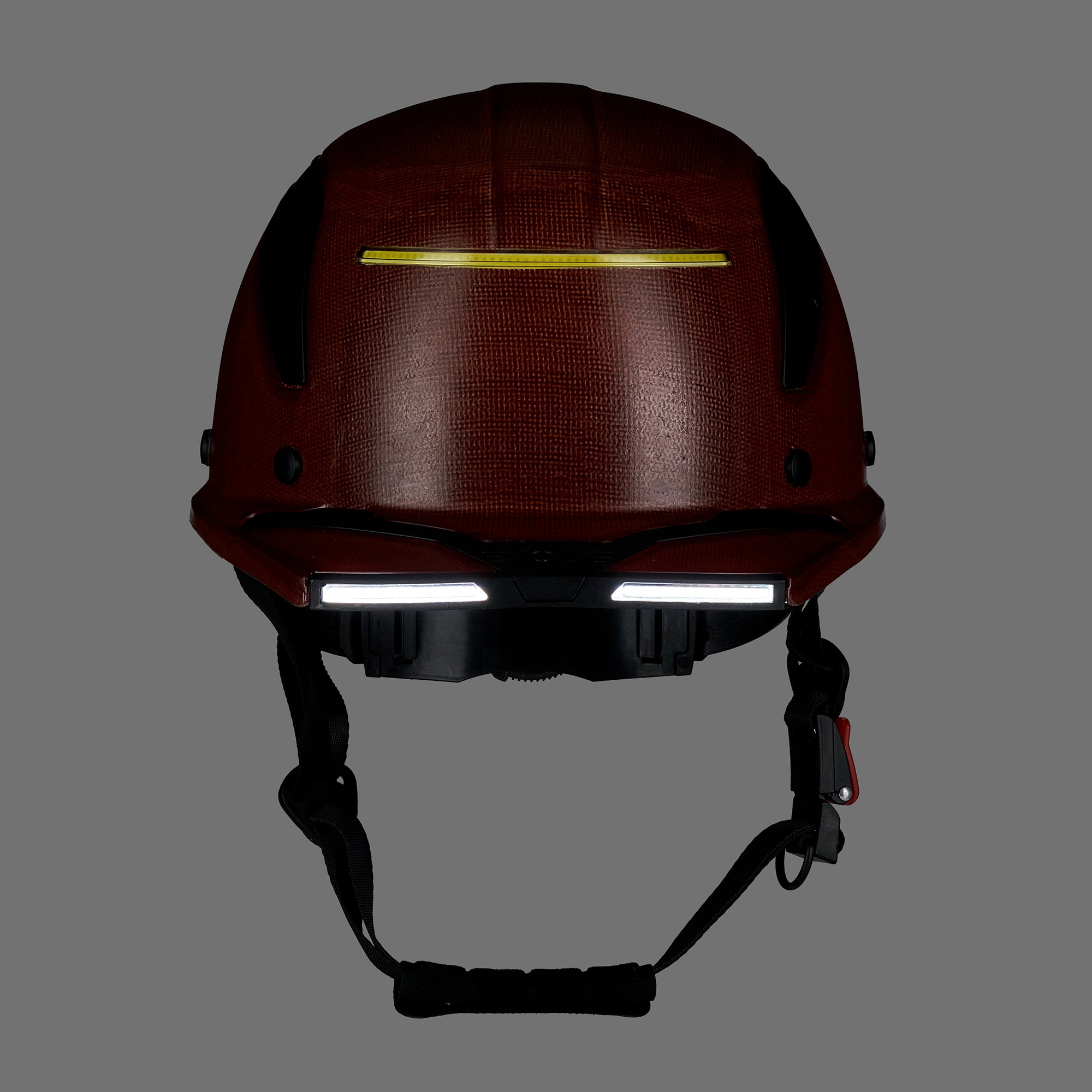 EVOLVE Brown Fiberglass Standard Brim Helmet with Integrated Lights