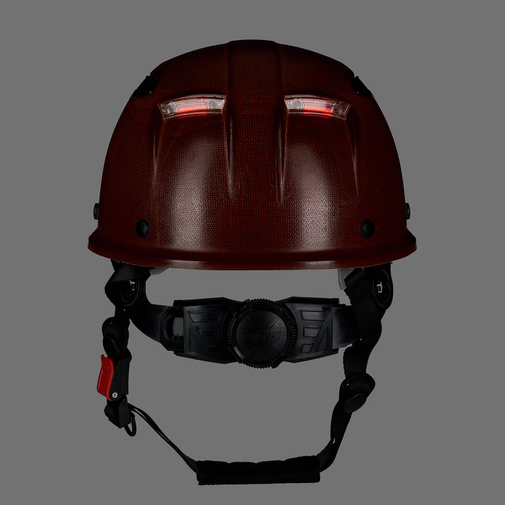 EVOLVE Brown Fiberglass Standard Brim Helmet with Integrated Lights