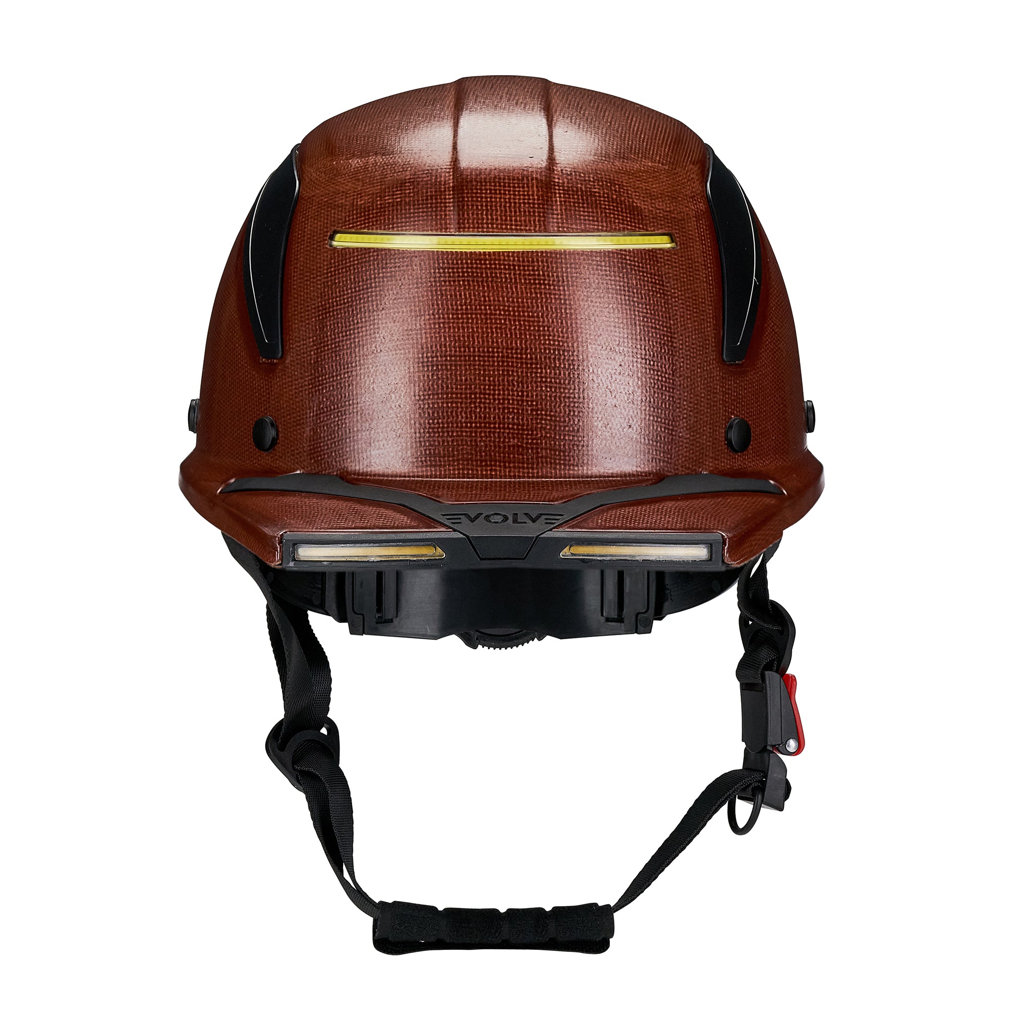 EVOLVE Brown Fiberglass Standard Brim Helmet with Integrated Lights