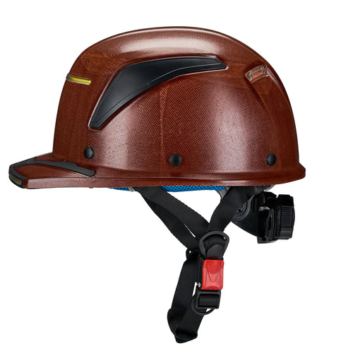 EVOLVE Brown Fiberglass Standard Brim Helmet with Integrated Lights