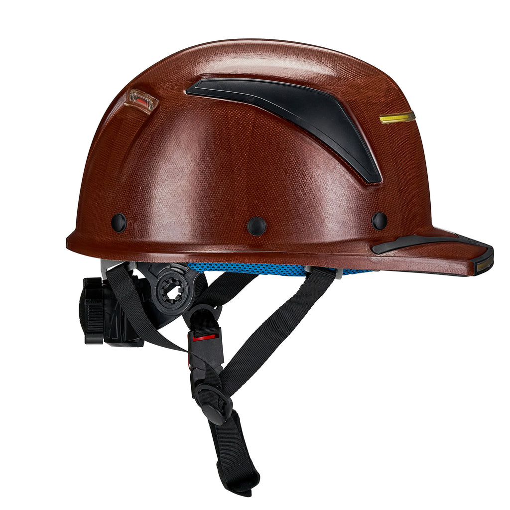 EVOLVE Brown Fiberglass Standard Brim Helmet with Integrated Lights