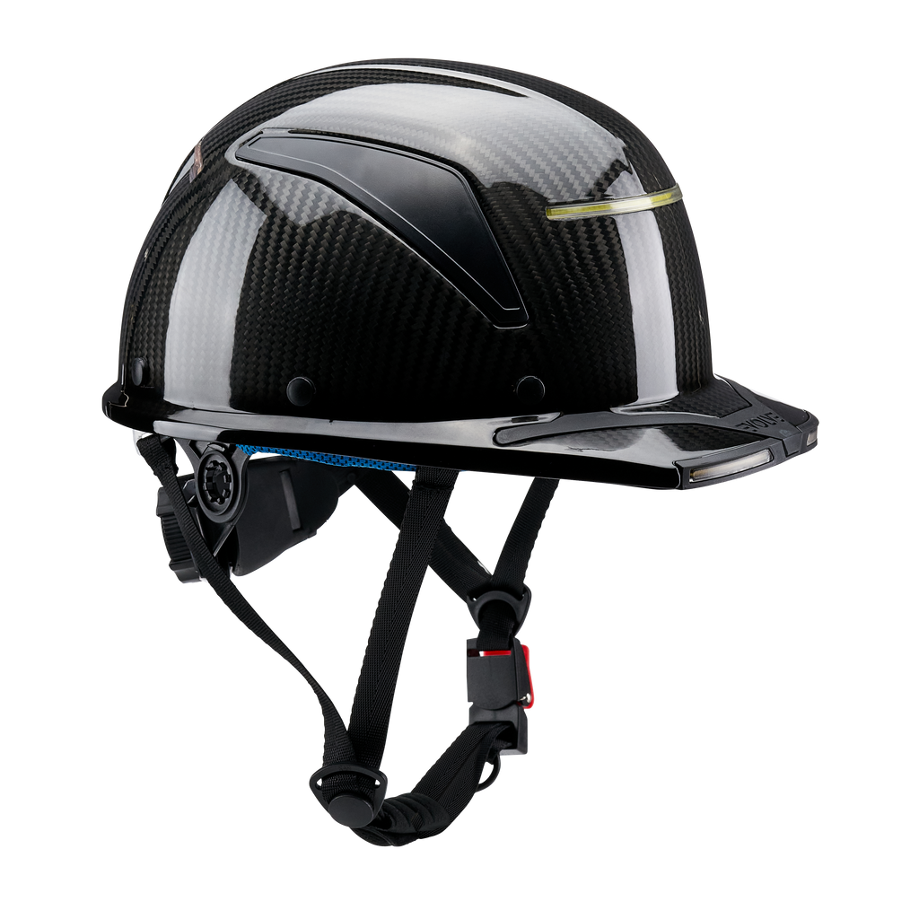 EVOLVE 3K Carbon Fiber Standard Brim Helmet with Integrated Lights