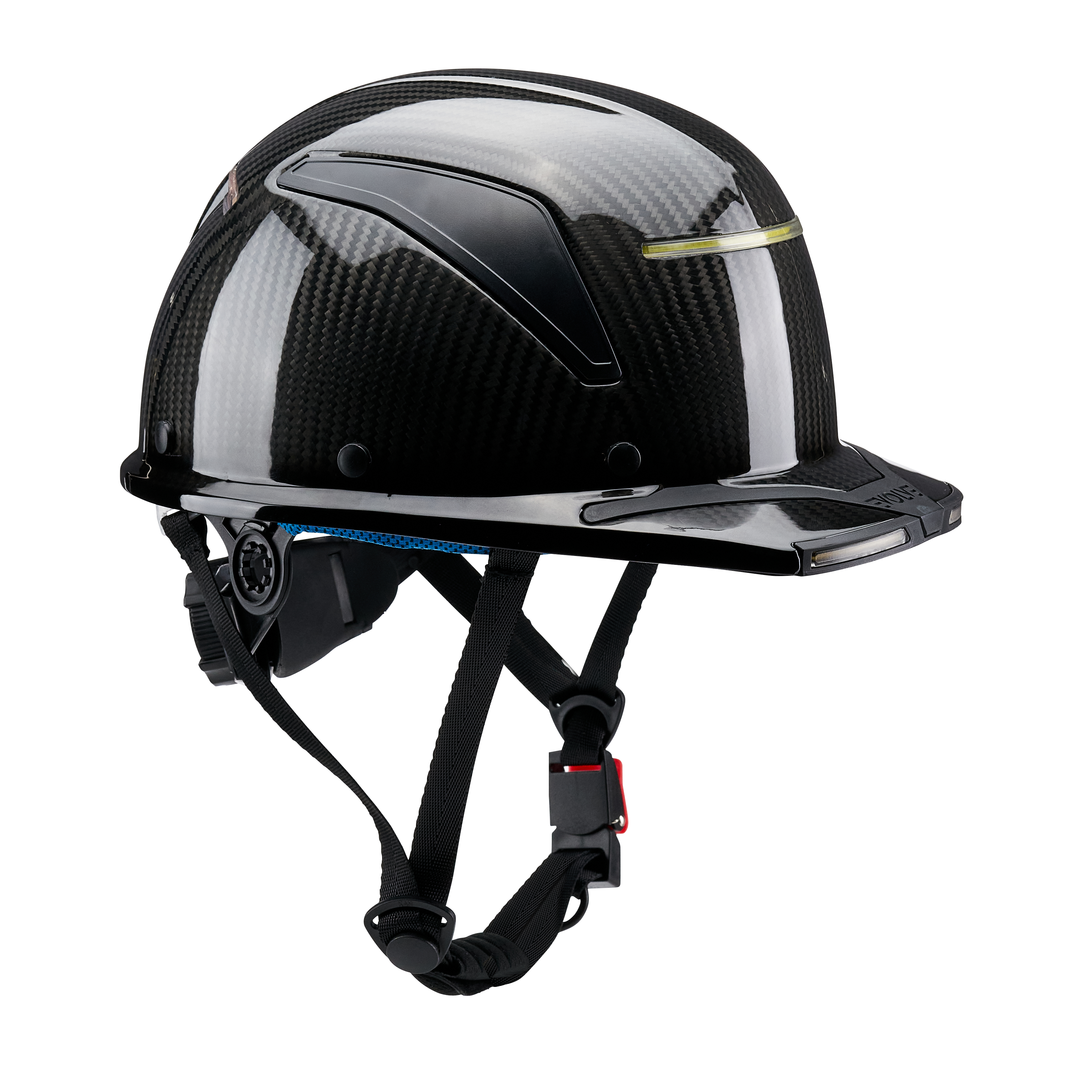 EVOLVE 3K Carbon Fiber Standard Brim Helmet with Integrated Lights