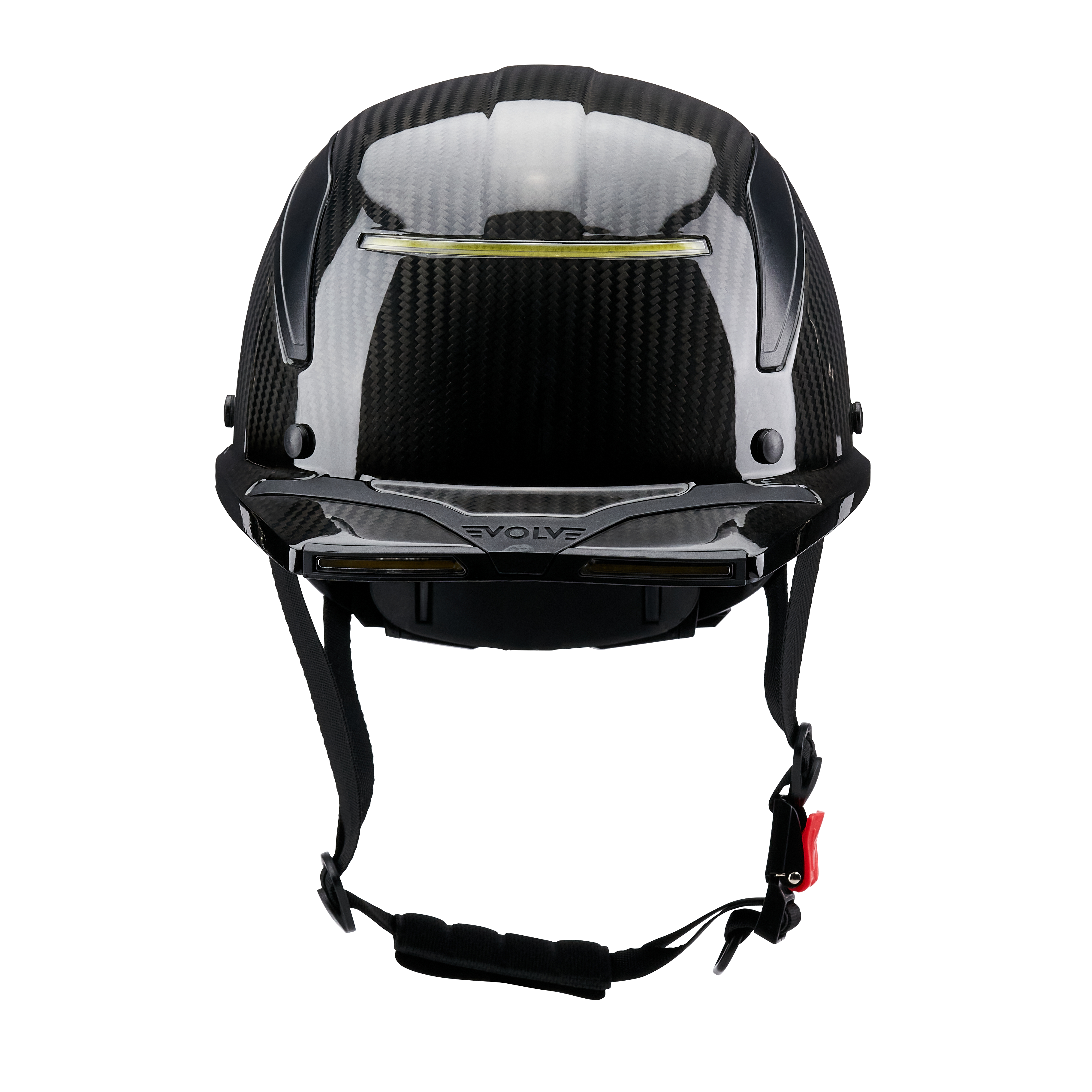 EVOLVE 3K Carbon Fiber Standard Brim Helmet with Integrated Lights