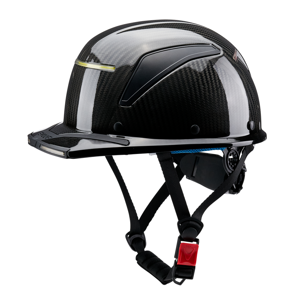 EVOLVE 3K Carbon Fiber Standard Brim Helmet with Integrated Lights
