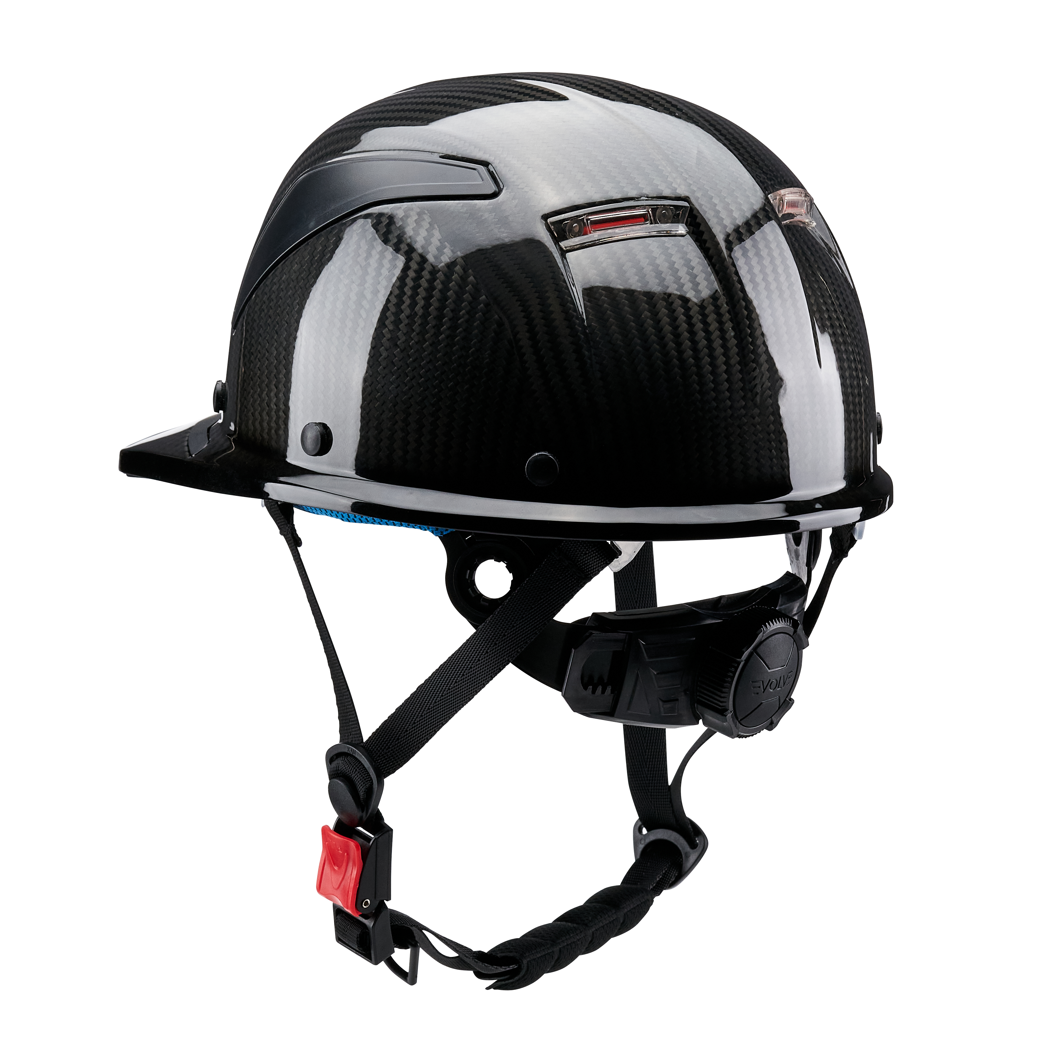 EVOLVE 3K Carbon Fiber Standard Brim Helmet with Integrated Lights