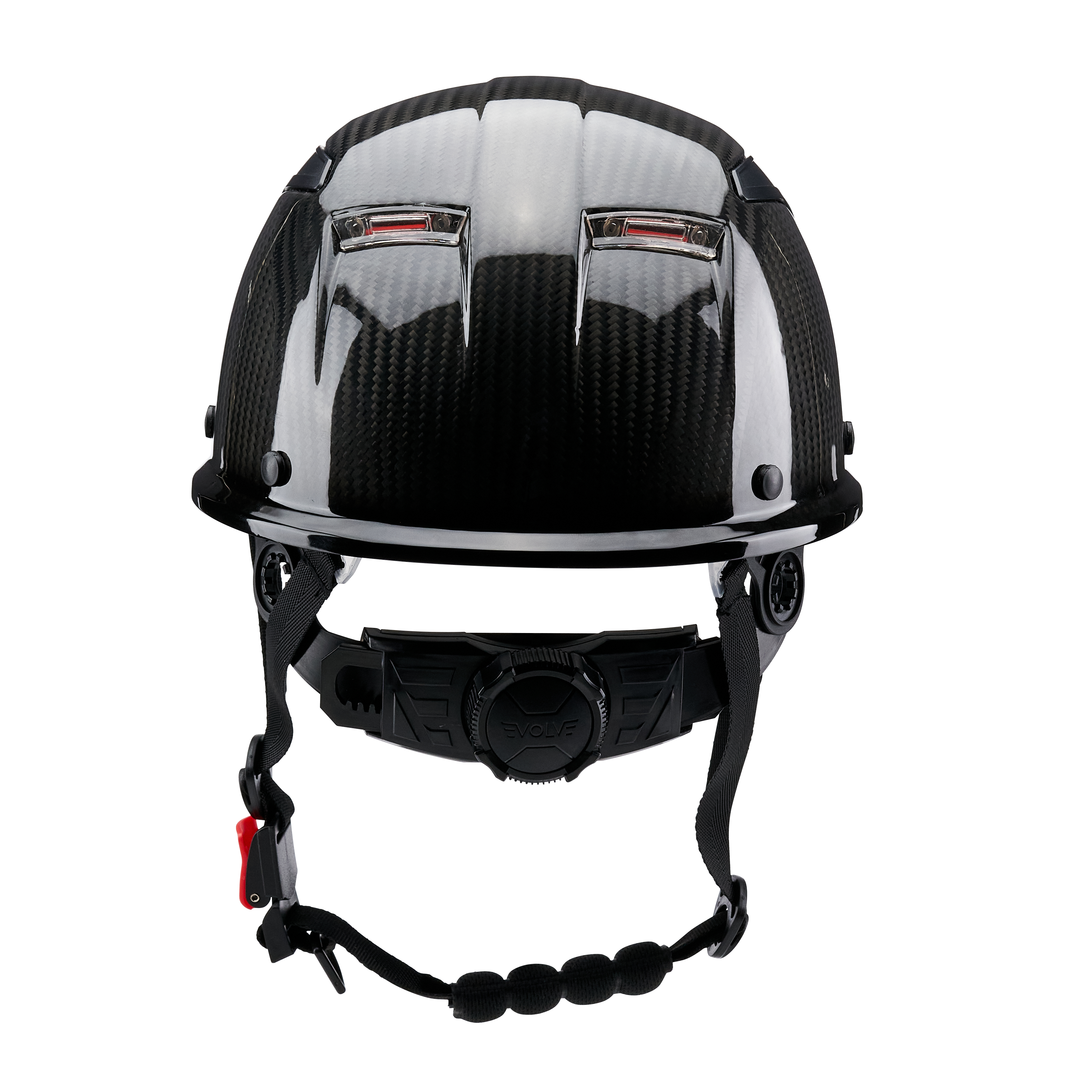 EVOLVE 3K Carbon Fiber Standard Brim Helmet with Integrated Lights