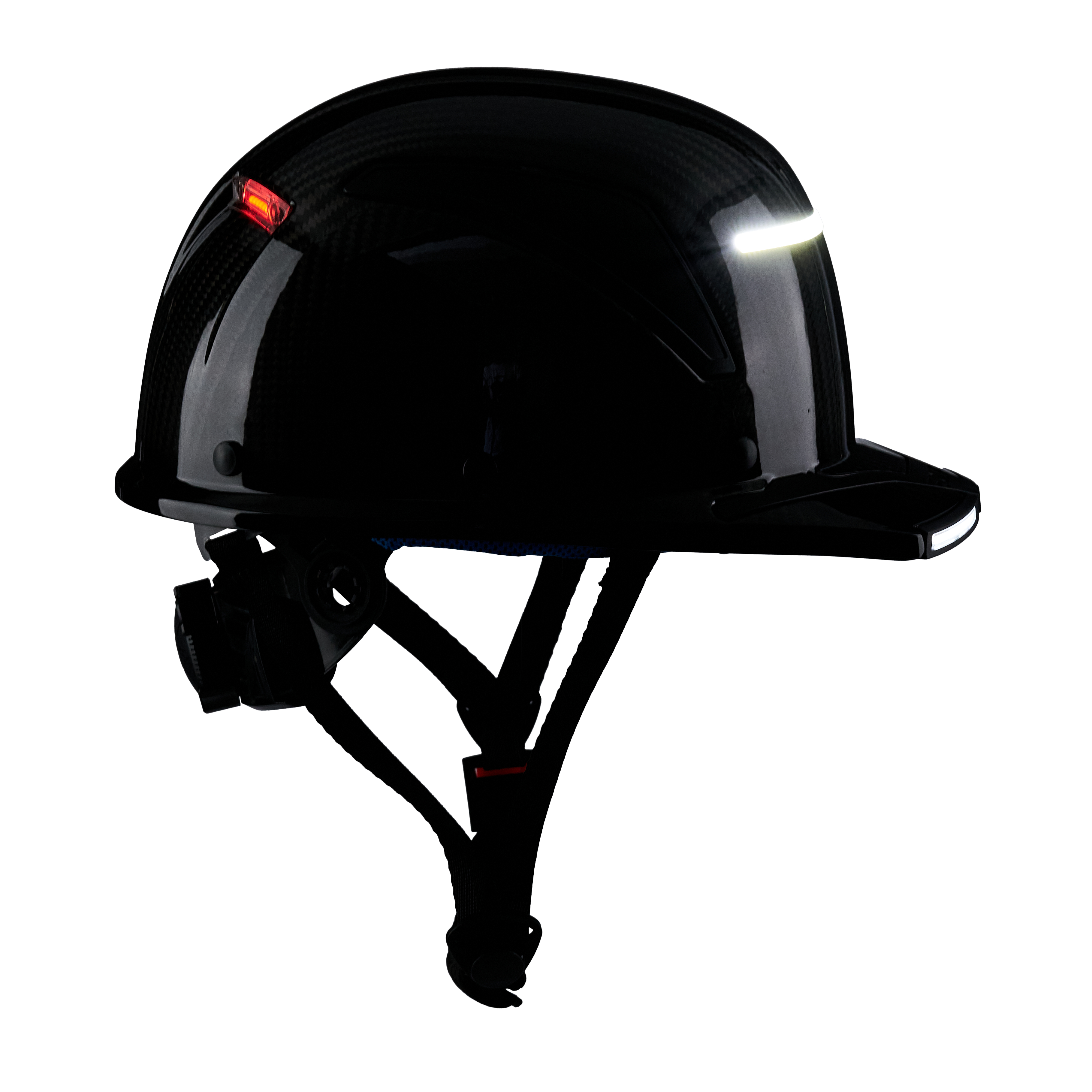 EVOLVE 3K Carbon Fiber Standard Brim Helmet with Integrated Lights