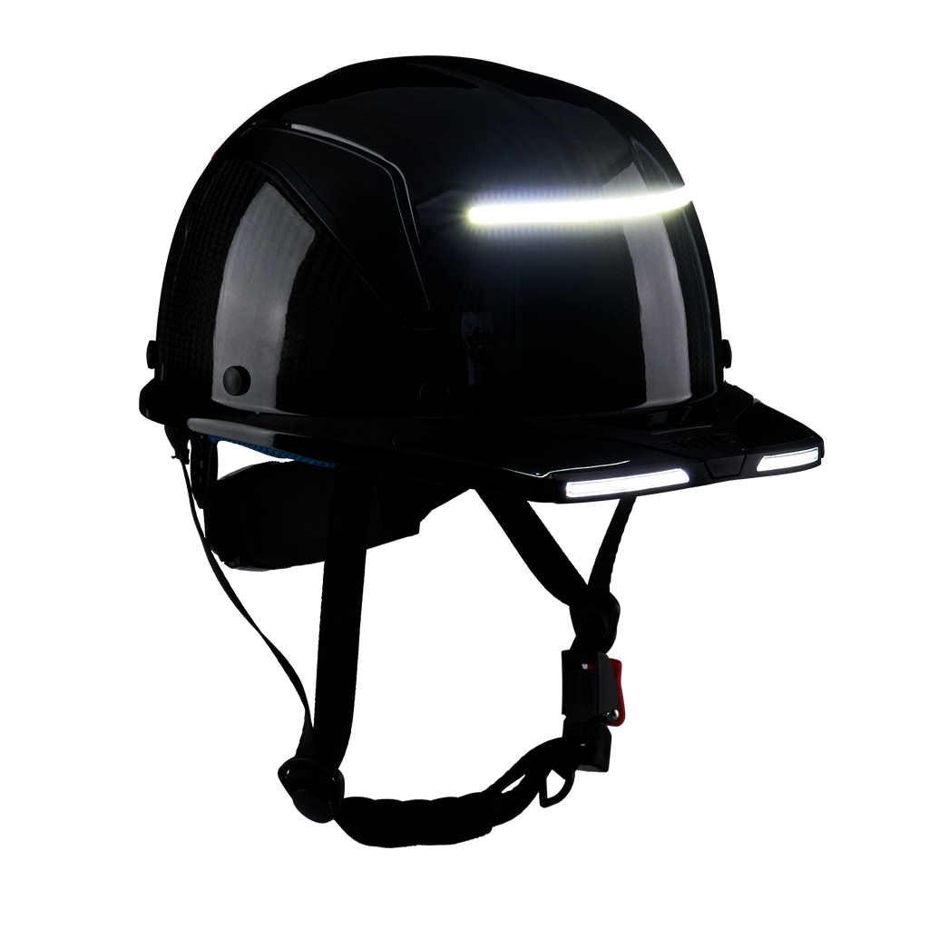 EVOLVE 3K Carbon Fiber Standard Brim Helmet with Integrated Lights