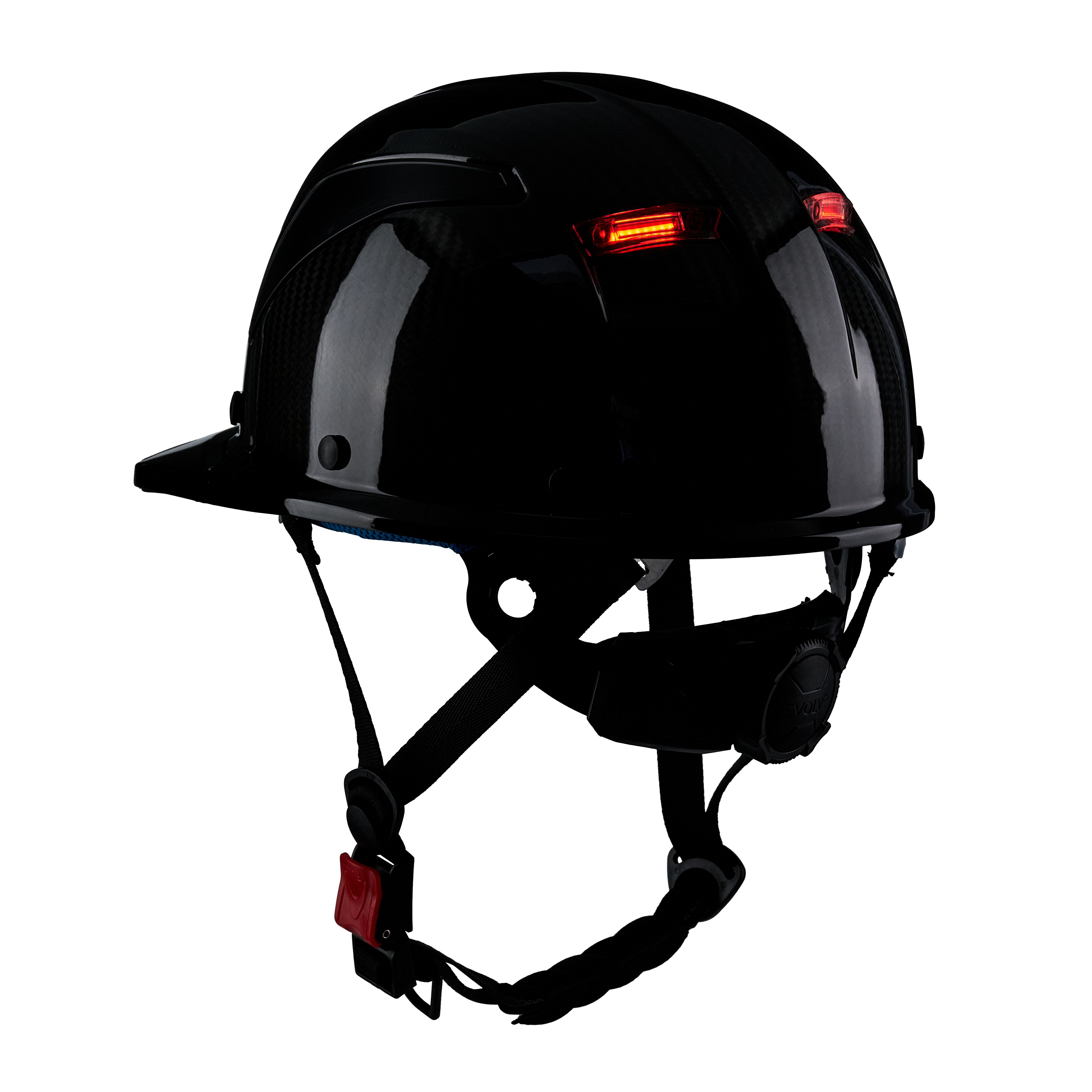 EVOLVE 3K Carbon Fiber Standard Brim Helmet with Integrated Lights