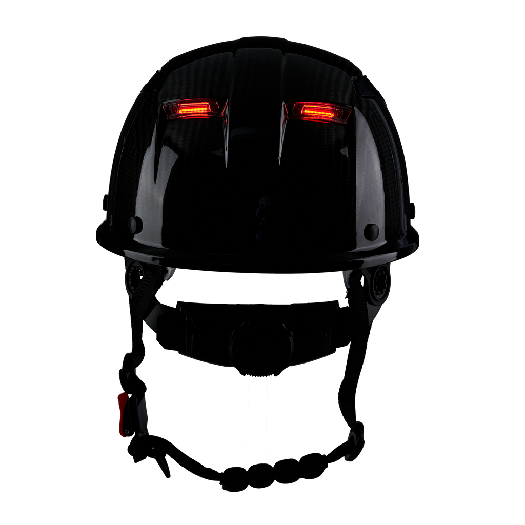 EVOLVE 3K Carbon Fiber Standard Brim Helmet with Integrated Lights