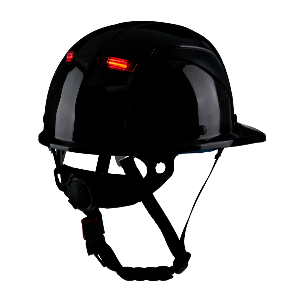 EVOLVE 3K Carbon Fiber Standard Brim Helmet with Integrated Lights