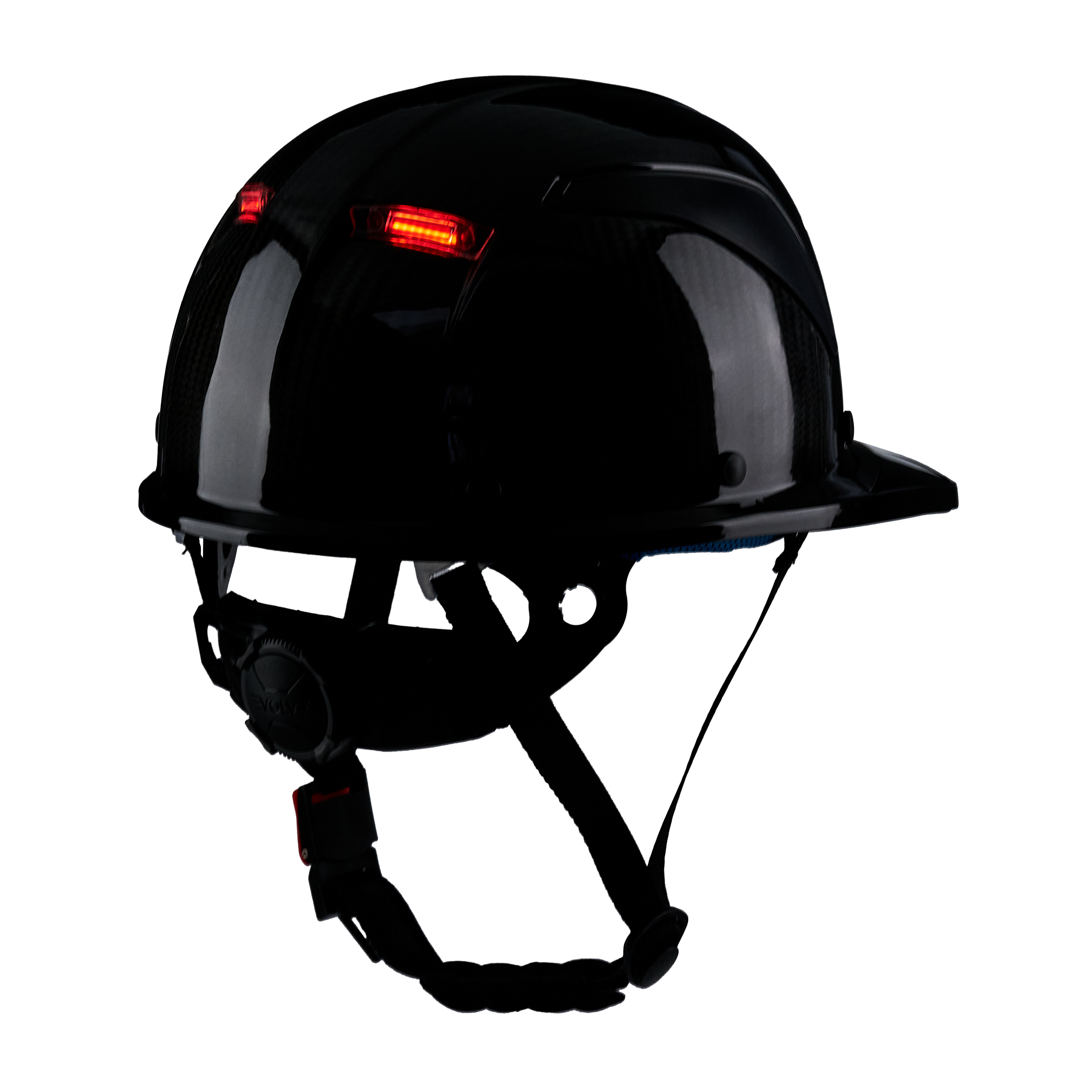 EVOLVE 3K Carbon Fiber Standard Brim Helmet with Integrated Lights