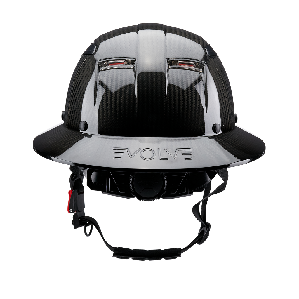 EVOLVE 3K Carbon Fiber Full Brim Helmet with Integrated Lights