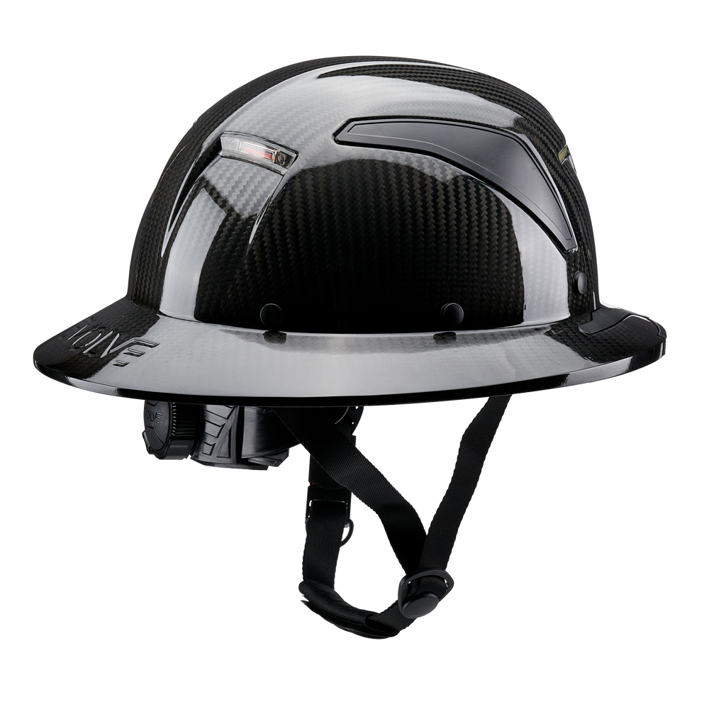 EVOLVE 3K Carbon Fiber Full Brim Helmet with Integrated Lights