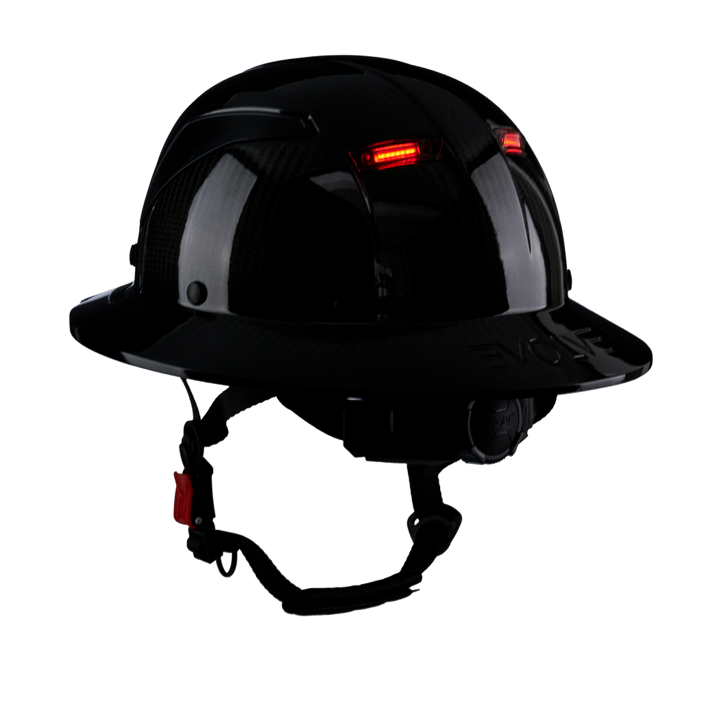 EVOLVE 3K Carbon Fiber Full Brim Helmet with Integrated Lights
