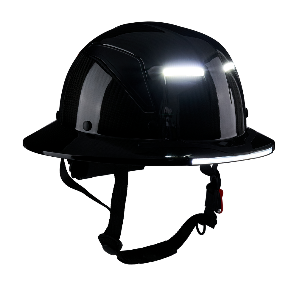 EVOLVE 3K Carbon Fiber Full Brim Helmet with Integrated Lights