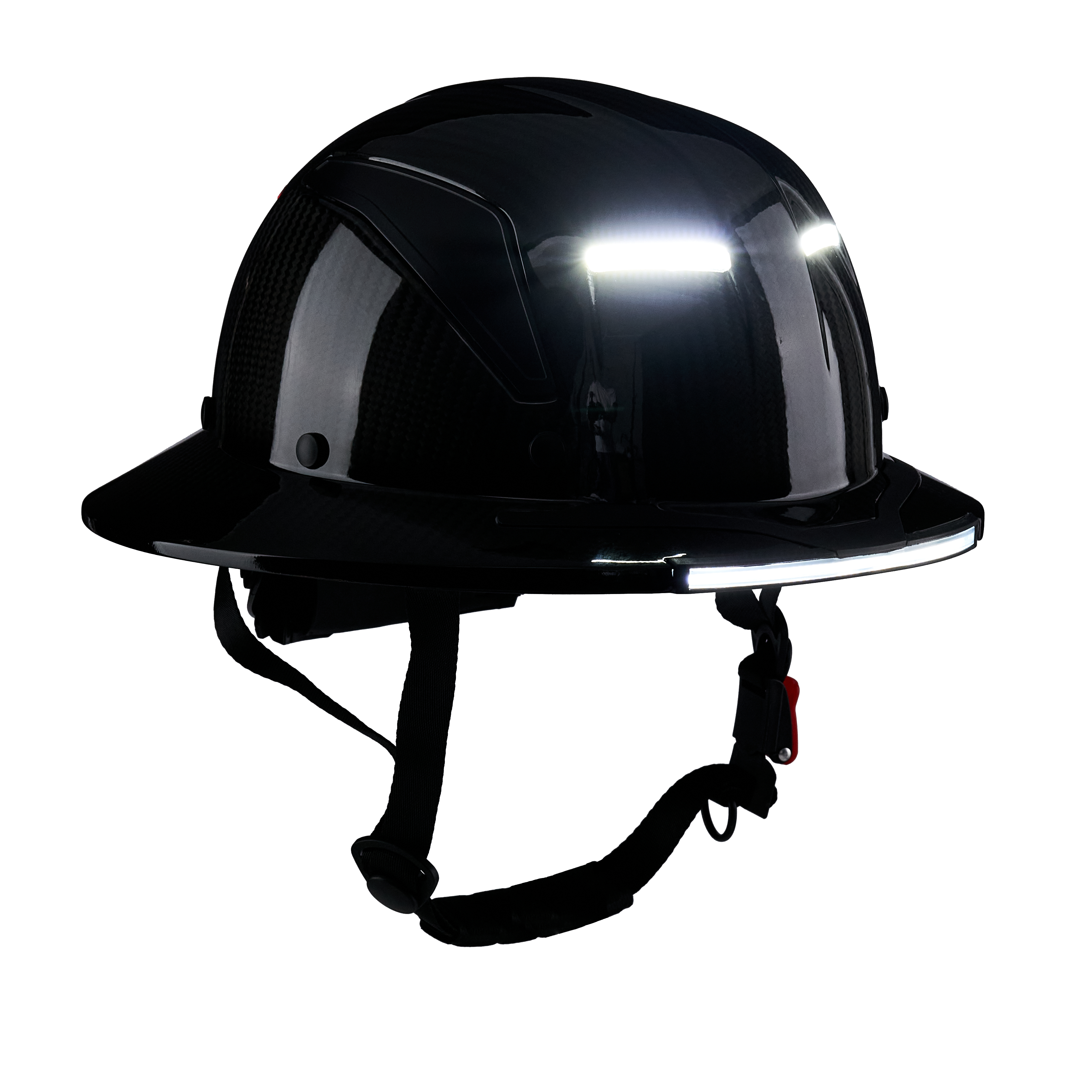 EVOLVE 3K Carbon Fiber Full Brim Helmet with Integrated Lights
