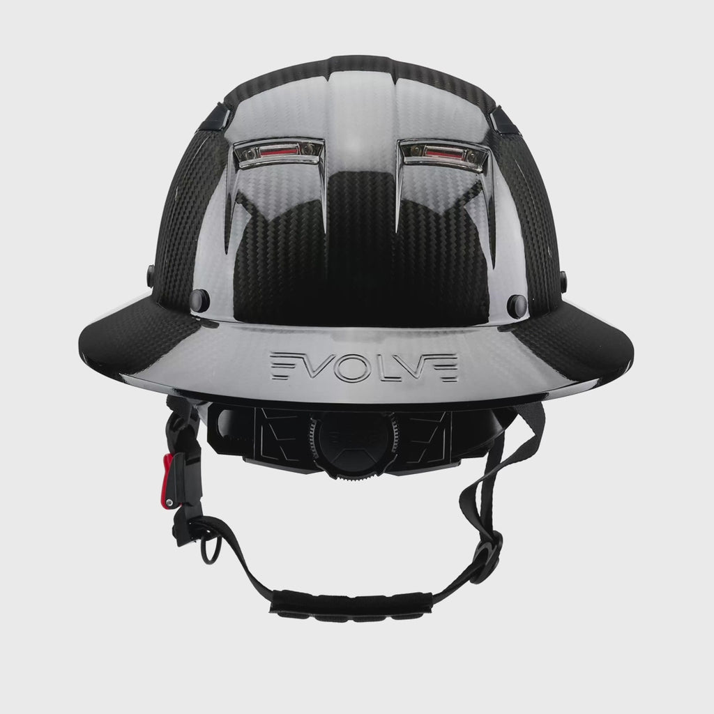 EVOLVE 3K Carbon Fiber Full Brim Helmet with Integrated Lights