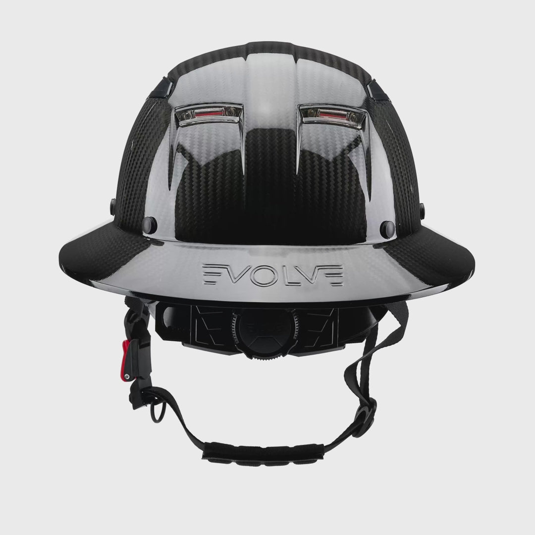 EVOLVE 3K Carbon Fiber Full Brim Helmet with Integrated Lights