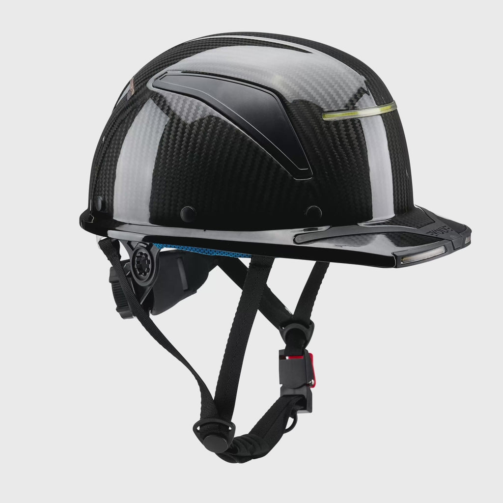 EVOLVE 3K Carbon Fiber Standard Brim Helmet with Integrated Lights