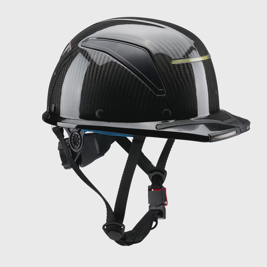 EVOLVE 3K Carbon Fiber Standard Brim Helmet with Integrated Lights